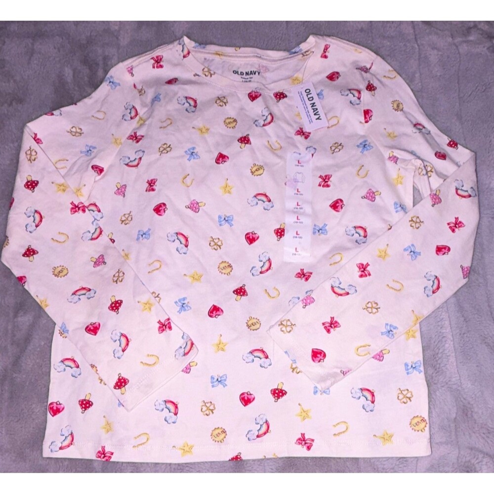 Old Navy Girls Ivory T-Shirt Size Large NWT A3